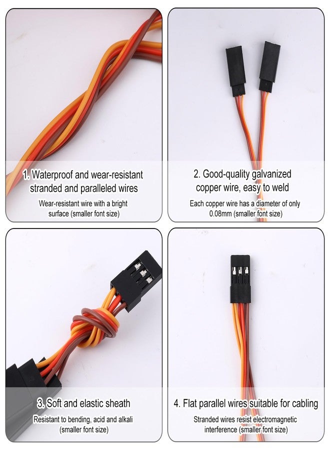 BTFO 6pcs Servo Y Splitter Cable, 3.94 Inch/10cm 1 Female to 2 Male Extension Harness Cord Splitter Wire Connectors for JR/Futaba Used on RC Cars, Drones, Boats, Airplane Models Parts Accessories - Image 5