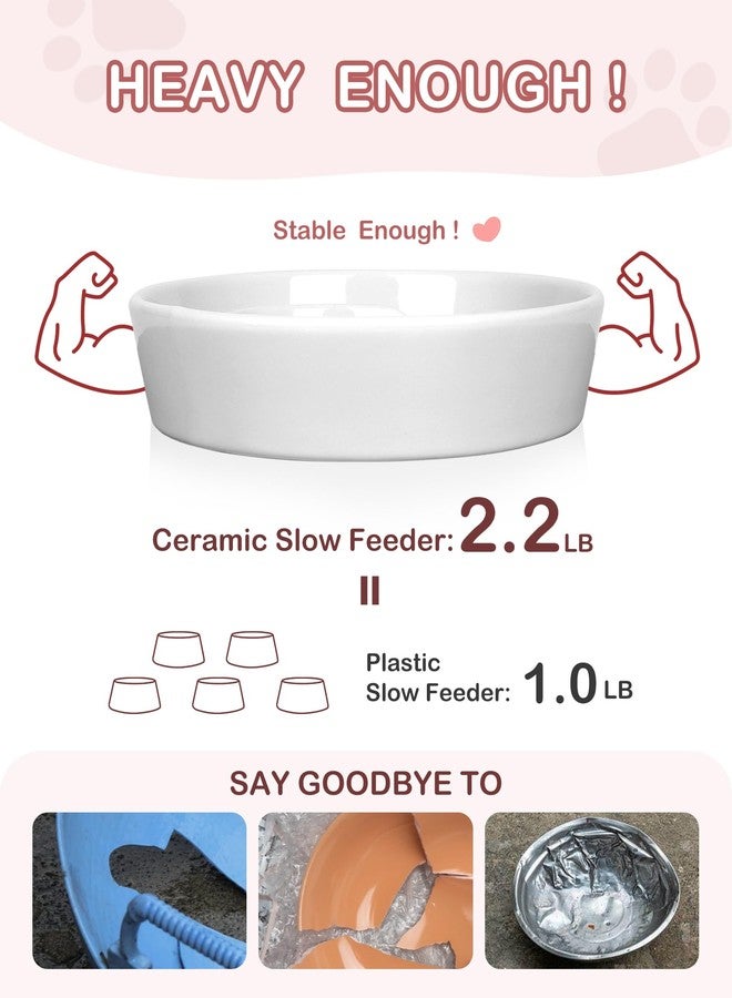 TRUVIC Ceramic Slow Feeder Dog Bowls, 1.5 Cup Puzzle Slow Feeder Bowls for Fast Eaters, Ceramic Dog Food Dish no Black Chin, Puzzle Bowl for Medium Dogs, White - Image 5