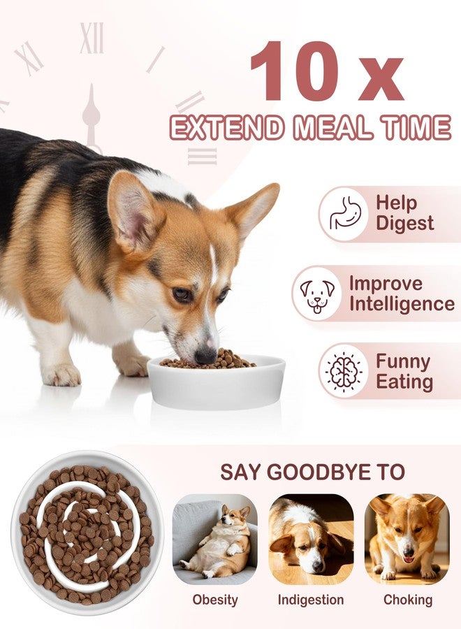TRUVIC Ceramic Slow Feeder Dog Bowls, 1.5 Cup Puzzle Slow Feeder Bowls for Fast Eaters, Ceramic Dog Food Dish no Black Chin, Puzzle Bowl for Medium Dogs, White - Image 3
