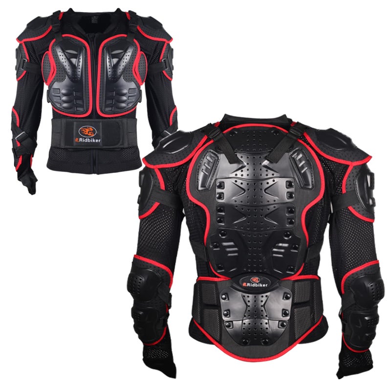 Motorcycle Jacket Full Body Armor Chest Protection Dirt Bike Gear for Men Motorcycle Gear Motorcycle Armor Motocross MTB Racing OffRoad Medium Red
