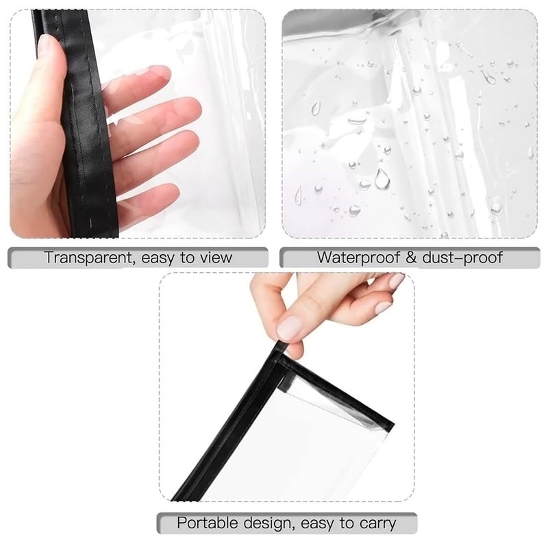 GLUN® حقيبة stationery شفافة مع إغلاق بسحاب للفتيات والفتيان، منظم للمدرسة، الكلية، المكتب، حقيبة تجميل لطيفة للنساء، حقيبة بيضاء متعددة الاستخدامات عبوة من 1 - Image 4