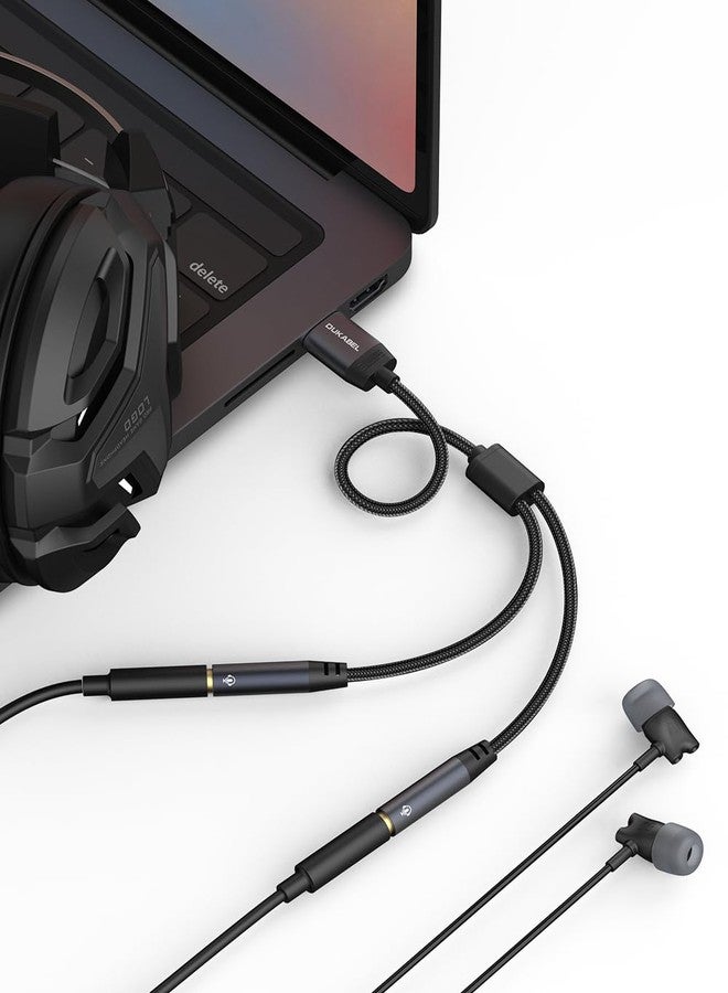 DUKABEL دوكابل موزع صوت USB، محول USB إلى جاك صوت 3.5 مم مع جاكين TRRS مزدوجين 4 أقطاب، موزع صوت ستيريو USB لأجهزة الكمبيوتر، اللابتوب، ماك، أجهزة سطح المكتب، لينوكس، PS4، PS5 والمزيد (رمادي) - Image 5