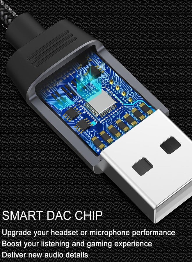 DUKABEL دوكابل موزع صوت USB، محول USB إلى جاك صوت 3.5 مم مع جاكين TRRS مزدوجين 4 أقطاب، موزع صوت ستيريو USB لأجهزة الكمبيوتر، اللابتوب، ماك، أجهزة سطح المكتب، لينوكس، PS4، PS5 والمزيد (رمادي) - Image 4