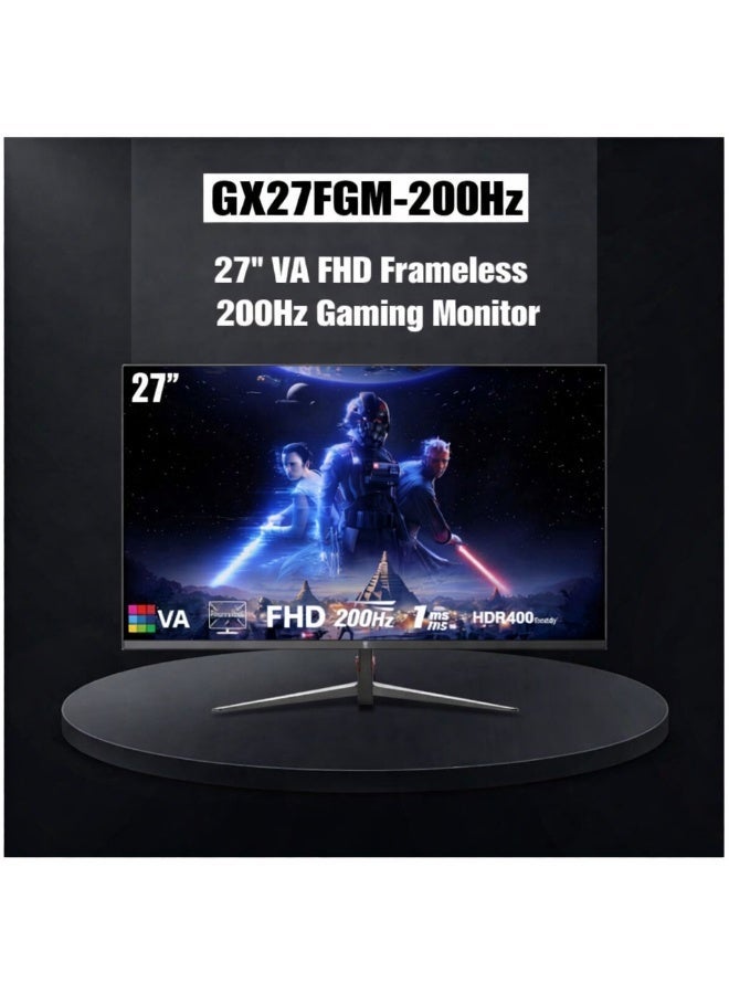 آي كور شاشة ألعاب مسطحة GX27FGM مقاس 27 بوصة | دقة Full HD بتردد 200 هرتز | زمن استجابة 1 مللي ثانية | تدعم FreeSync وG-SYNC | لوحة VA | منافذ HDMI وDisplayPort - Image 2