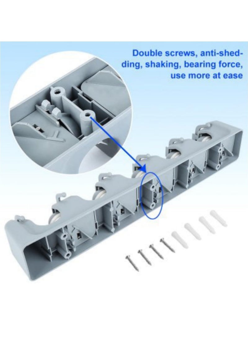 MARKQ Mop Broom Holder, Wall Mounted Storage Organizer Garden Tool Rack with 5 Position 6 Hooks for Home Kitchen Laundry Brush Garage Tools Storage Bathroom Mop Hook  - Image 3