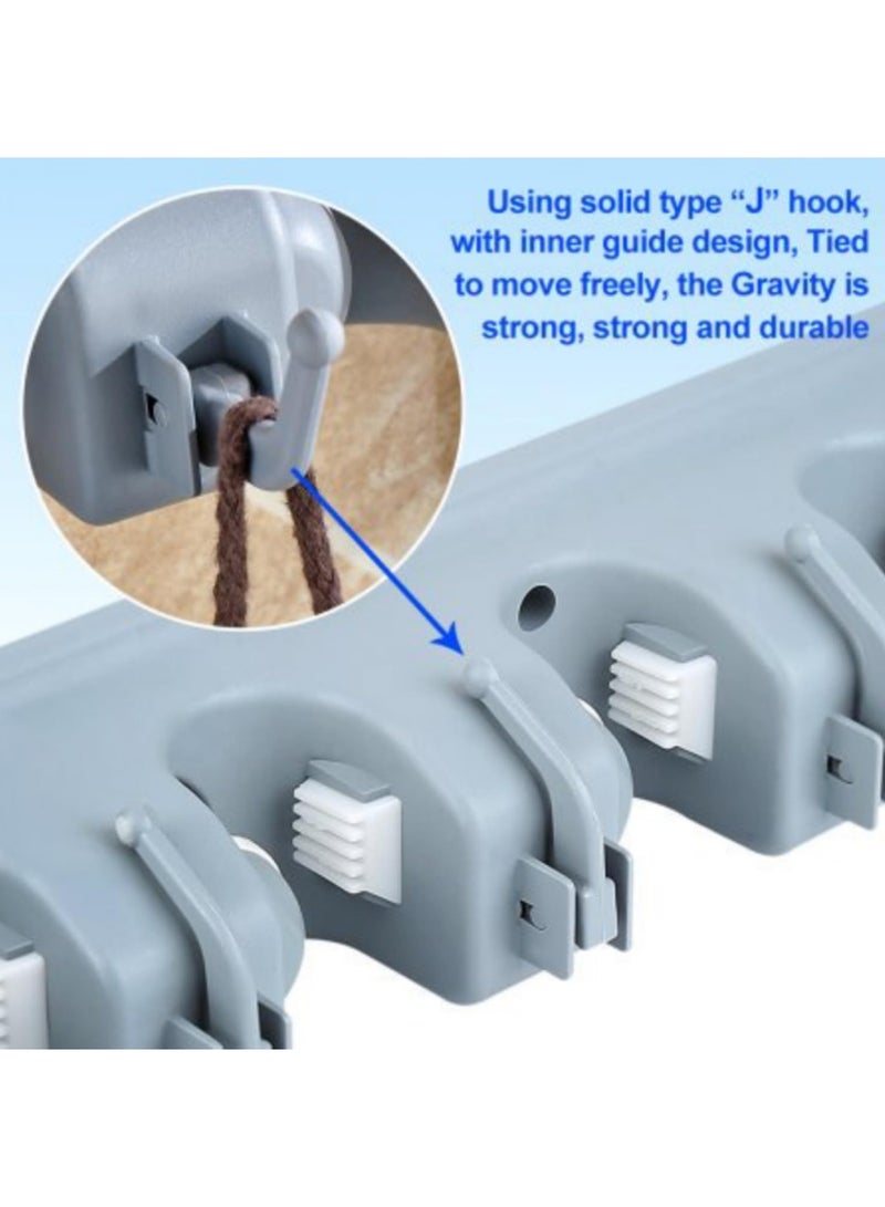 MARKQ Mop Broom Holder, Wall Mounted Storage Organizer Garden Tool Rack with 5 Position 6 Hooks for Home Kitchen Laundry Brush Garage Tools Storage Bathroom Mop Hook  - Image 4