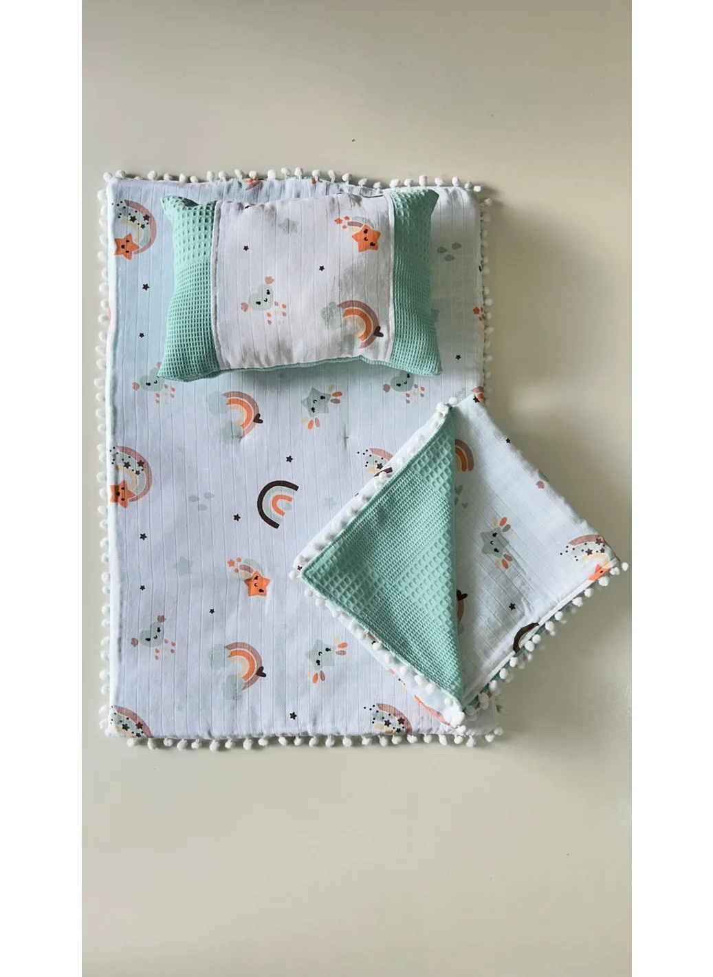 Giz Giyim Giz Clothing Blanketed 3-Piece Muslin Changing Set, Cushion, Muslin, Baby Pillow, Newborn, Baby Products