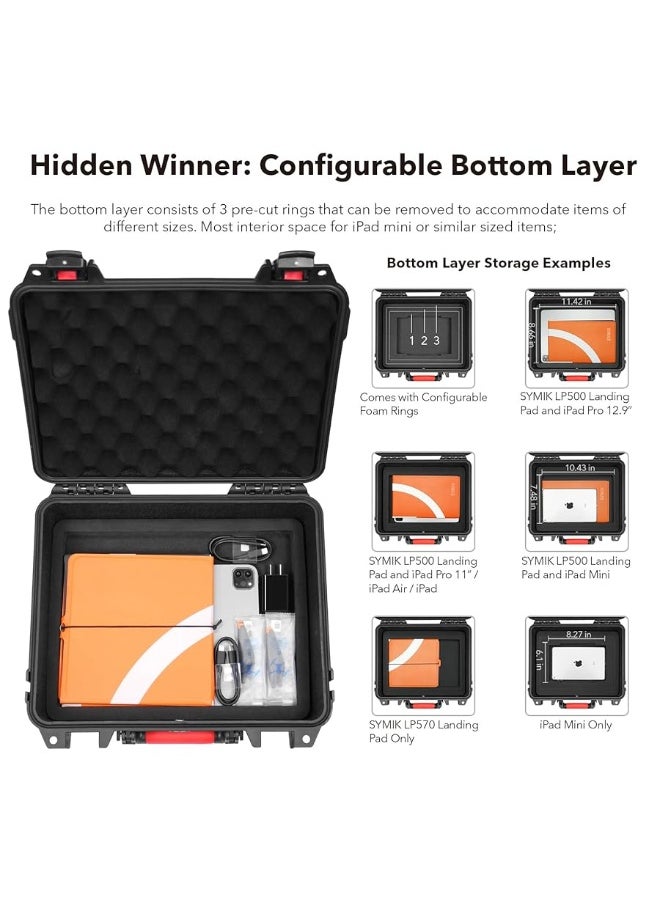 SYMIK - SYMIK P330-MMDL Dual Layer Mini 4 Pro Case, Waterproof Hard Carrying Case for DJI Mini 4 Pro/Mini 3/Mini 3 Pro Fly More Combo, Fits DJI RC 2/RC, RC-N2/N1, Charger Hub, Tablet Holder, Landing Pad, iPad - Image 1