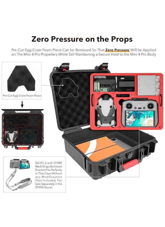 SYMIK - SYMIK P330-MMDL Dual Layer Mini 4 Pro Case, Waterproof Hard Carrying Case for DJI Mini 4 Pro/Mini 3/Mini 3 Pro Fly More Combo, Fits DJI RC 2/RC, RC-N2/N1, Charger Hub, Tablet Holder, Landing Pad, iPad - Image 1