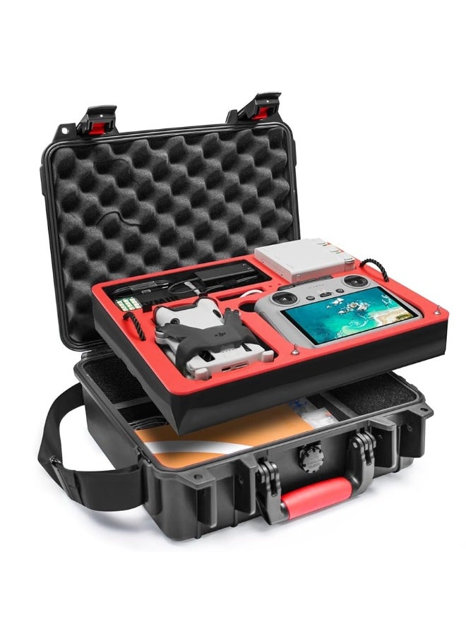 SYMIK - SYMIK P330-MMDL Dual Layer Mini 4 Pro Case, Waterproof Hard Carrying Case for DJI Mini 4 Pro/Mini 3/Mini 3 Pro Fly More Combo, Fits DJI RC 2/RC, RC-N2/N1, Charger Hub, Tablet Holder, Landing Pad, iPad - Image 1