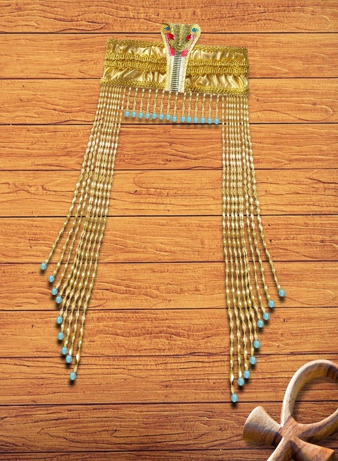 HPMAISON Women's Egyptian Headpiece Egyptian Costume for Women Accessories Beaded Headdress Cleopatra Hat Cleopatra's Headdress Cosplay Jewelry Carnival Party Crown Gold Color - Image 4
