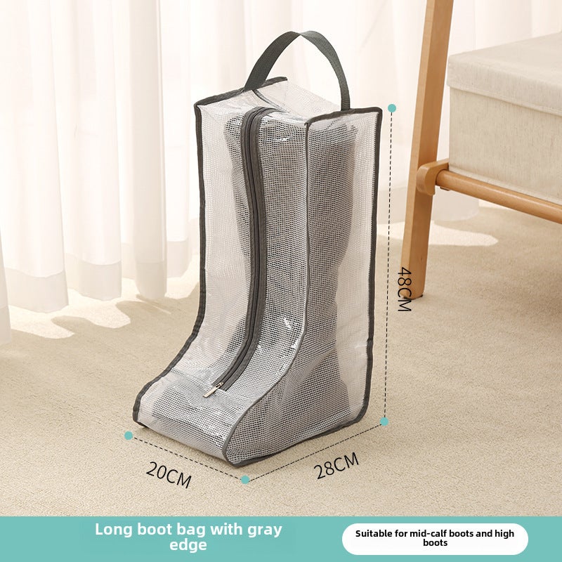 Transparent shoes storage bag travel shoes dust bag household moisture-proof waterproof boots finishing bag storage artifactGrey edge [28*20*48cm]] Grey edge [28*20*48cm]] 