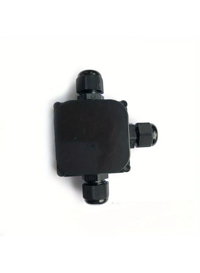 Black 3 Way Multi Port Electrical Junction Box Weather Resistant Cable Connector - Image 1