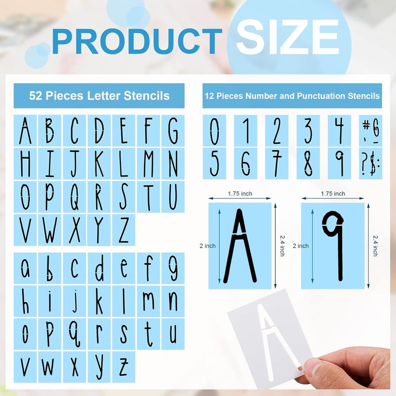 Devasya Crafts 64 Pieces 2 Inch Alphabet Stencils Letter Letters rnaling Letters DIY Art Wood Wall Chalkboard Fabric - Image 2