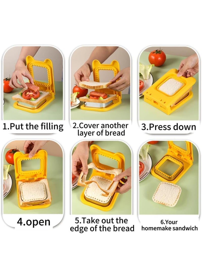 D ZOVAG D ZOVAGS Uncrustable Sandwich Makers and Sandwich Cutters for Children Lunch Sandwich Cutter and Sealer Stainless Steel Baking Tools Sandwich Pocket Bread Mold Multicolor Pack of 1  - Image 5