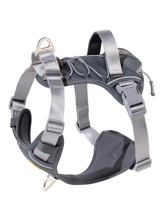 DF No Pull Martingale Dog Harness, Easy Walking & Escape Proof, Reflective & Adjustable Fit, No Twist Front Clip Harness with Handle and Zippered Pocket, Gray, 3/4", Chest 17"-22" - Image 1