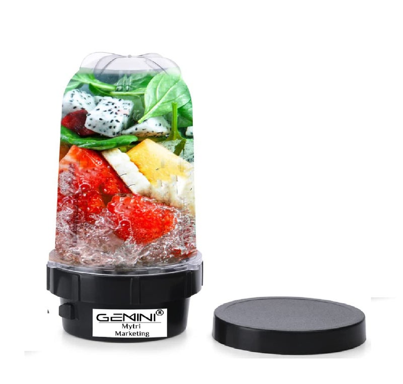 Gemini Bullet Jar for Mixer Grinder Large Set of 1 530 ML ABS Transparent Juicer Jar Black NMA104 - Image 1