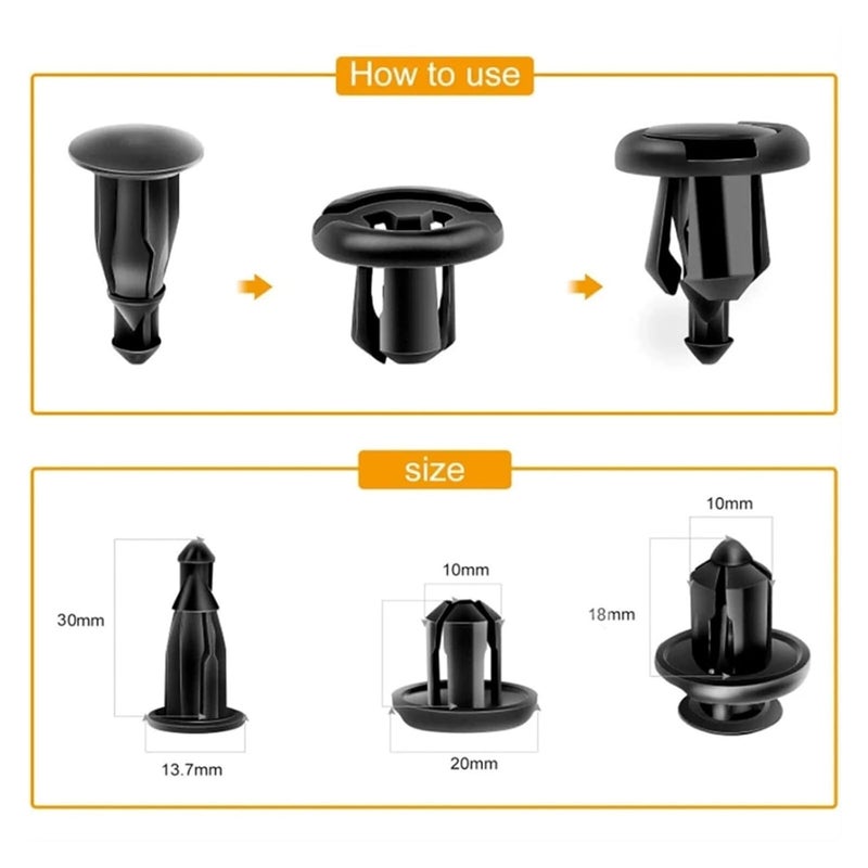 200/400/800pcs Auto Fasteners Rivets Clips Plastic Hood Fender Push 10mm Door Panel Liner Retainer Clip Rivet(400pcs) - Image 2
