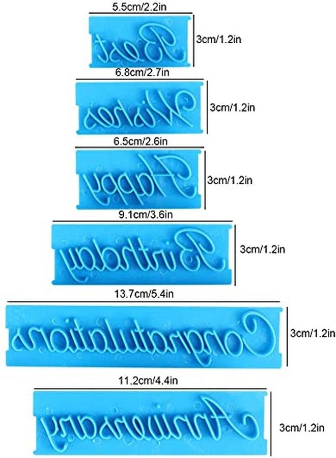 Marhaba traders 6pcs/Set Blessing Plastic Alphabet Letters Mold Handwriting Biscuit Stamp Cookie Cutter Handmade Happy Birthday Cake Fondant Chocolate Embosser DIY Baking Pastry Decorating Tool. - Image 4