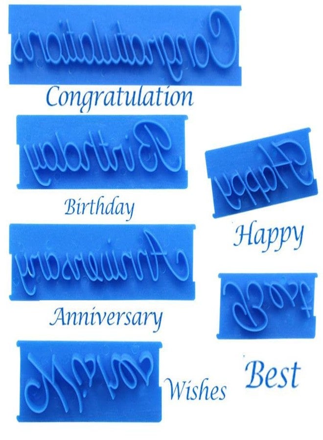 Marhaba traders 6pcs/Set Blessing Plastic Alphabet Letters Mold Handwriting Biscuit Stamp Cookie Cutter Handmade Happy Birthday Cake Fondant Chocolate Embosser DIY Baking Pastry Decorating Tool. - Image 3
