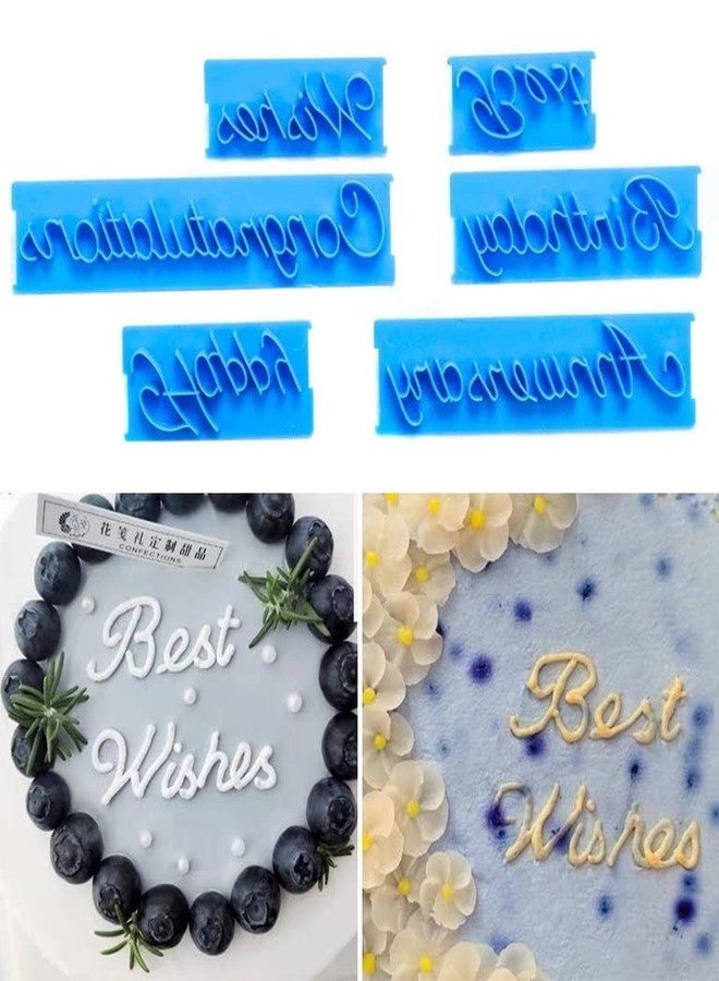 Marhaba traders 6pcs/Set Blessing Plastic Alphabet Letters Mold Handwriting Biscuit Stamp Cookie Cutter Handmade Happy Birthday Cake Fondant Chocolate Embosser DIY Baking Pastry Decorating Tool. - Image 5