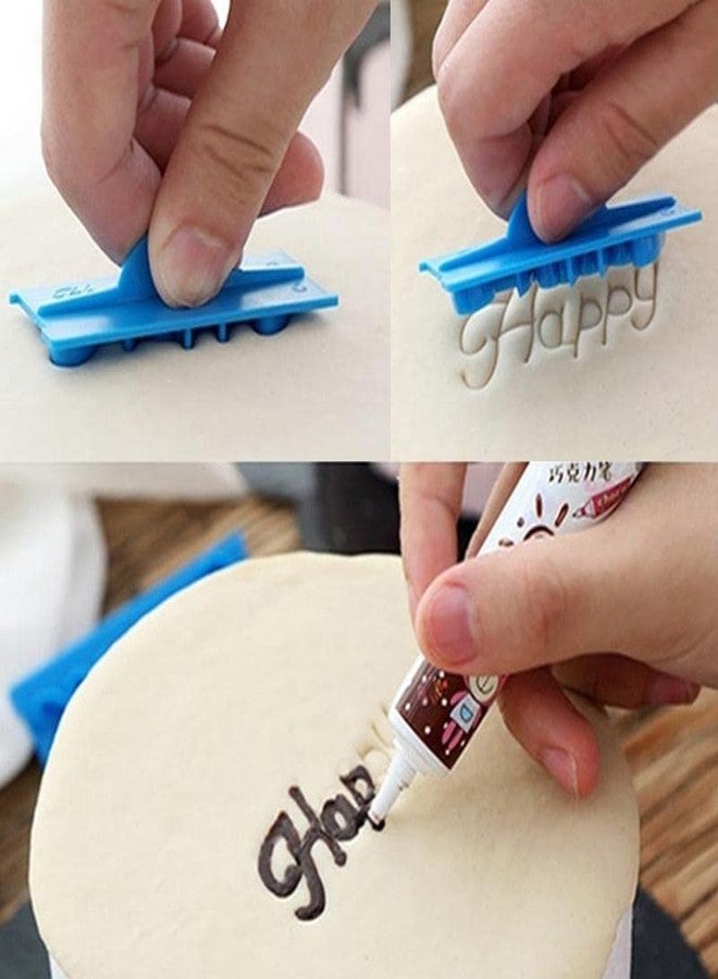 Marhaba traders 6pcs/Set Blessing Plastic Alphabet Letters Mold Handwriting Biscuit Stamp Cookie Cutter Handmade Happy Birthday Cake Fondant Chocolate Embosser DIY Baking Pastry Decorating Tool. - Image 2