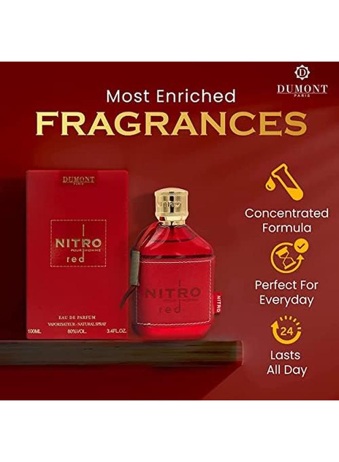 Dumont Nitro Red 3.4Oz Eau De Parfum Luxury Perfume For Men Fruit Woody Floral And Masculine Fragrance Long Lasting Cologne Mist And Body Spray For Him - Image 2