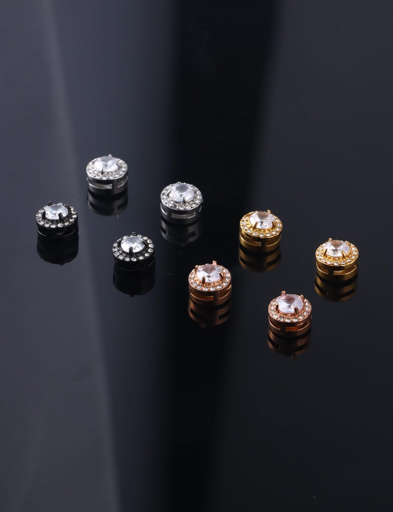 FIRAZIO 4 Pairs Magnetic Earrings for Men - Stainless Steel Clip on Earring Set Fake Earring Non-piercing CZ Hypoallergenic Magnet Earring for Women Men - Image 4