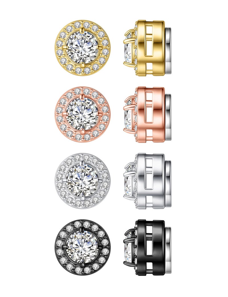 FIRAZIO 4 Pairs Magnetic Earrings for Men - Stainless Steel Clip on Earring Set Fake Earring Non-piercing CZ Hypoallergenic Magnet Earring for Women Men - Image 1