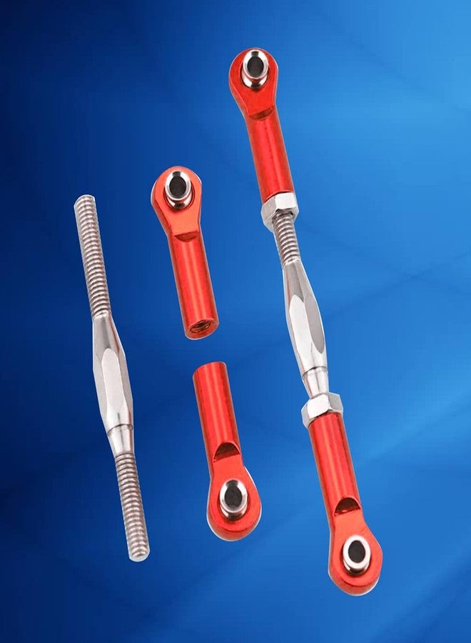 Tbest RC Pull Rod, 6Pcs Adjustable Servo Links Tie Rod Aluminum Alloy Turnbuckle Rod Linkage Set for RC Hobby Car Model(Red) Rc Turnbuckles Rc Turnbuckles Front/Rear Upper Link Px9200-17 - Image 4