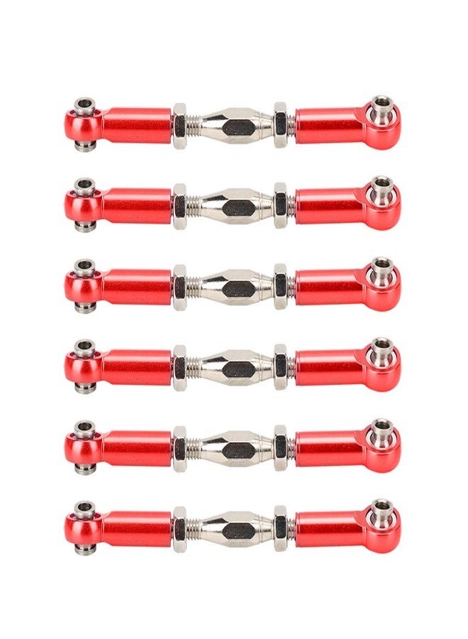 Tbest RC Pull Rod, 6Pcs Adjustable Servo Links Tie Rod Aluminum Alloy Turnbuckle Rod Linkage Set for RC Hobby Car Model(Red) Rc Turnbuckles Rc Turnbuckles Front/Rear Upper Link Px9200-17 - Image 1