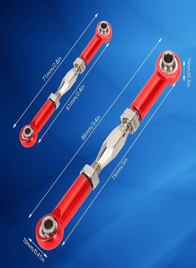 Tbest RC Pull Rod, 6Pcs Adjustable Servo Links Tie Rod Aluminum Alloy Turnbuckle Rod Linkage Set for RC Hobby Car Model(Red) Rc Turnbuckles Rc Turnbuckles Front/Rear Upper Link Px9200-17 - Image 5