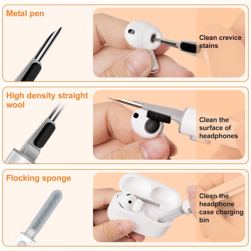 Link Dream 5 Pairs Replacement Ear Tips for AirPods Pro 3 Silicon Ear Buds Tips with Cleaner Pen & Portable Storage Box Whiteï¼ˆXXS/XS/S/M/L Tips+ Cleaner Pen - Image 5