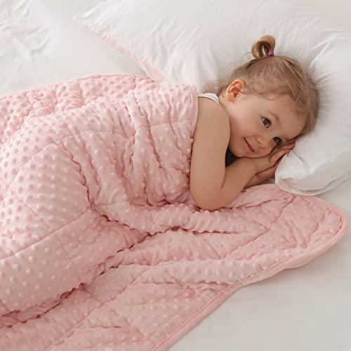 Huloo Sleep Kids Weighted Blanket Twin 7lbs 4160Pink Breathable Soft Minky Weighted Throw Blanket for All SeasonHeavy Blanket with Premium Glass Beads