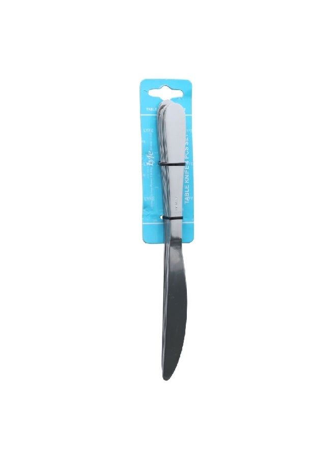 4-Piece Dishwasher Safe Durable Table Knife Set Silver 2.2 x 22.6 x 4.6 cm JCJ 17053