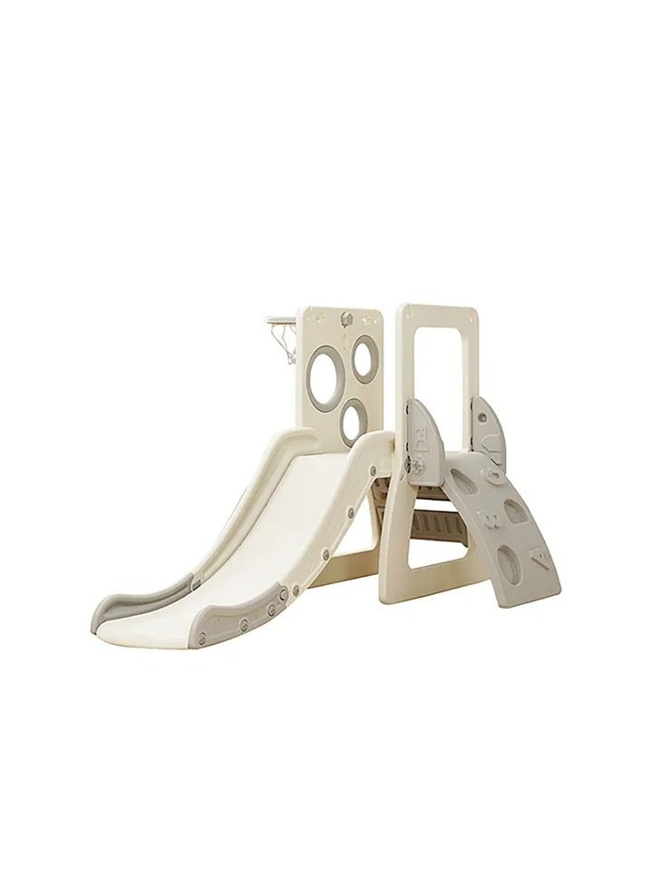 FULL JOY Slide With Climbing Wall And Basketball Hoop - White  - Image 1