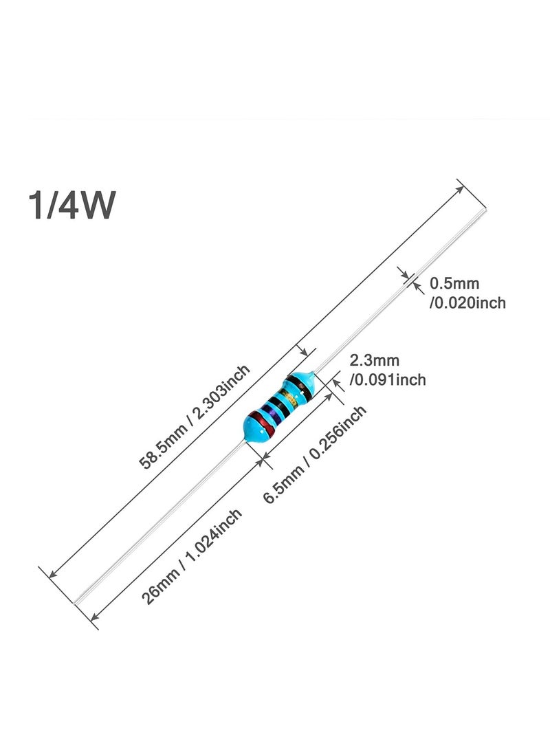 Resistor 4.7K 1/4W, Metal Film Through Hole Resistors, 1% Tolerance, Pack of 10 Pieces - Image 2