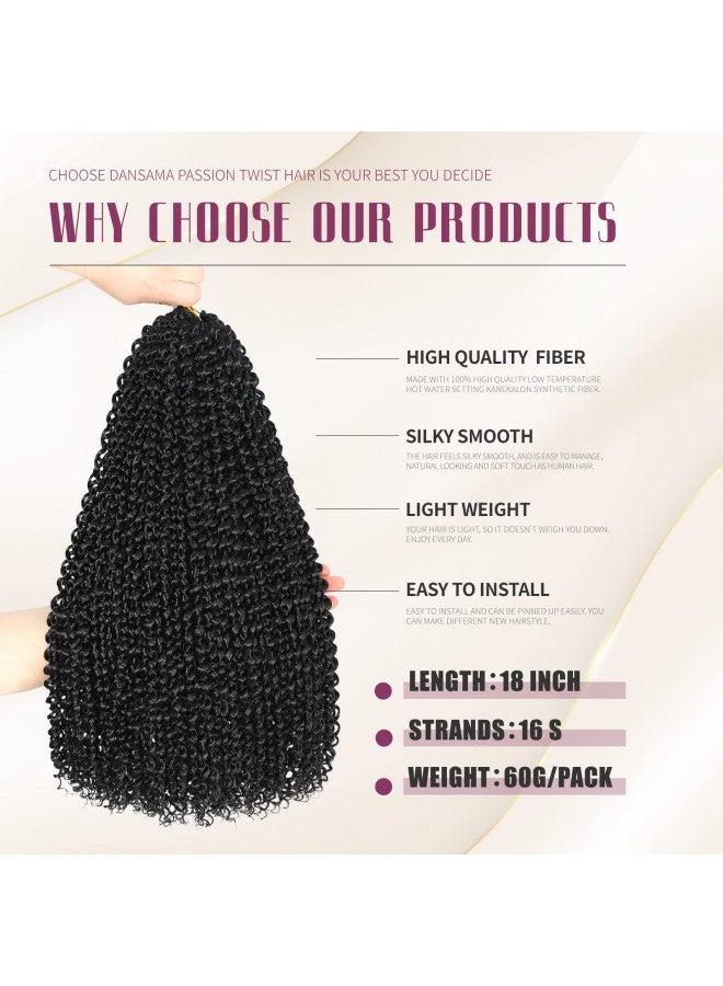 Dansama Passion Twist Hair Water Wave Crochet Hair for Black Women, Long Bohemian Braiding Hair for Boho Locs, Faux Locs, Butterfly Style Crochet Braids Hair Extensions (18inch, 1B, Economy Pack) - Image 2