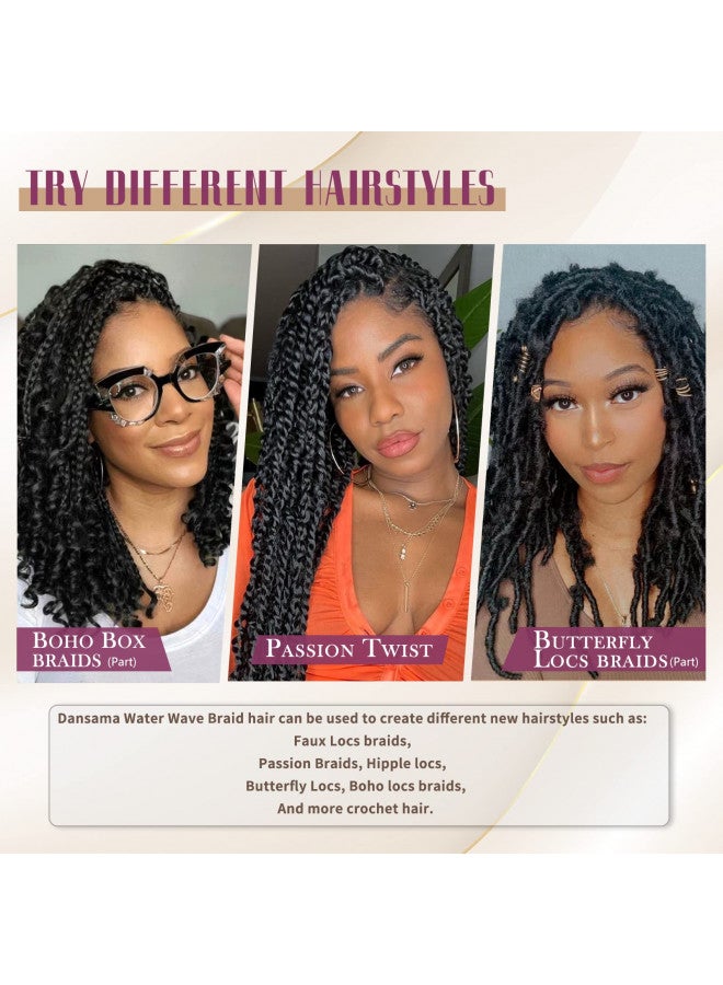 Dansama Passion Twist Hair Water Wave Crochet Hair for Black Women, Long Bohemian Braiding Hair for Boho Locs, Faux Locs, Butterfly Style Crochet Braids Hair Extensions (18inch, 1B, Economy Pack) - Image 4