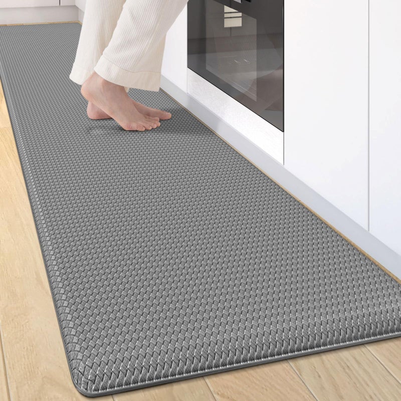 Oakeep Kitchen Mats for Floor Cushioned Anti Fatigue 17x95 Long Runner Rug Waterproof Memory Foam Padded for Standing Grey