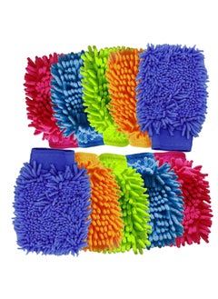 SynSo SynSo 10 Pcs Pack 10 Multupurpose Cleaning Mitten Gloves Wash Mitt Chenille Microfiber Car Wash Gloves Lint Free Scratch Free Double Sided Use Wet or Dry Random Colors 