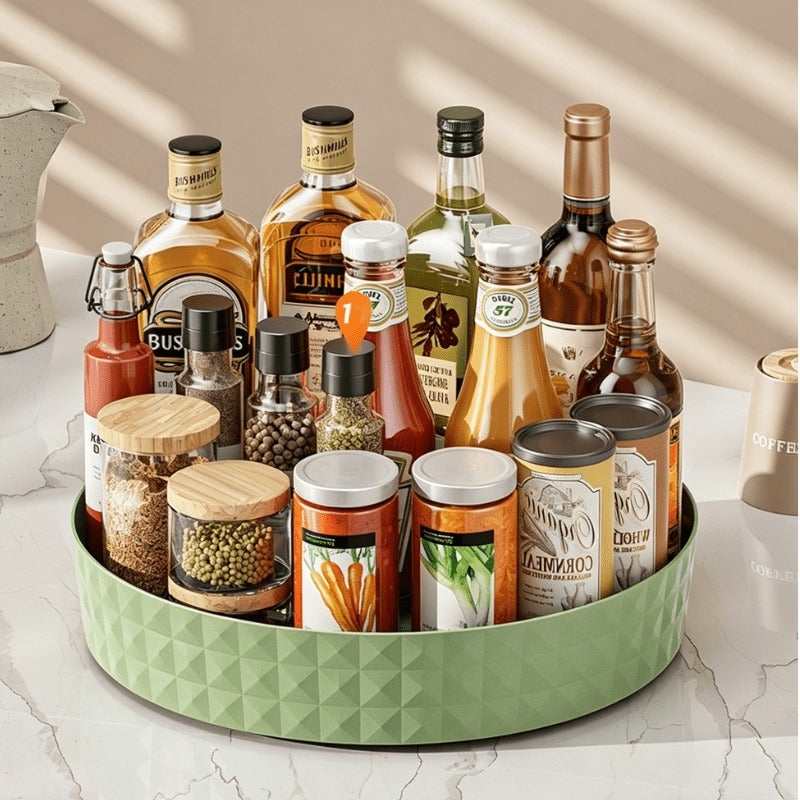 1pc 360° Rotating Storage Rack, Cosmetic Organizer Tray, Kitchen Shelf, Suitable for Office Supplies, Spices, Cosmetics, Art Tools, Etc., a Rotating Storage Tool That Instantly Tidies up Desktops, Kitchens, and Vanities, Also for Holiday Decorations - Image 2