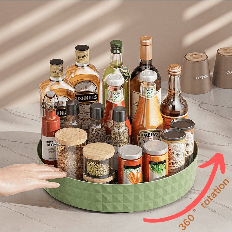 1pc 360° Rotating Storage Rack, Cosmetic Organizer Tray, Kitchen Shelf, Suitable for Office Supplies, Spices, Cosmetics, Art Tools, Etc., a Rotating Storage Tool That Instantly Tidies up Desktops, Kitchens, and Vanities, Also for Holiday Decorations - Image 5