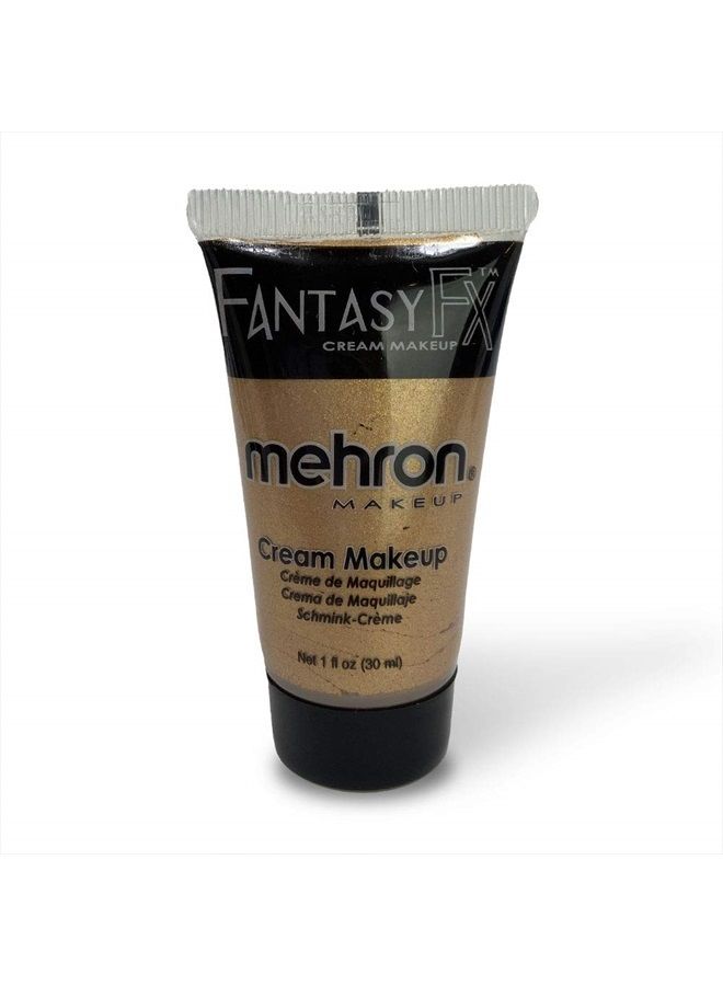 mehron Makeup Fantasy FX Cream Makeup | Water Based Halloween Makeup | Gold Face Paint & Body Paint For Adults 1 fl oz (30ml) (Gold) - Image 1
