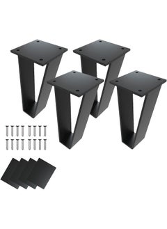 Hometrix Hometrix Metal Bench Legs Set of 4 TriangleShape Heavy Duty Table Legs Metal Couch Legs Furniture Legs Black Metal for Sofa Couch Dresser Metal Legs for Coffee Table 6 Inch  - Image 1