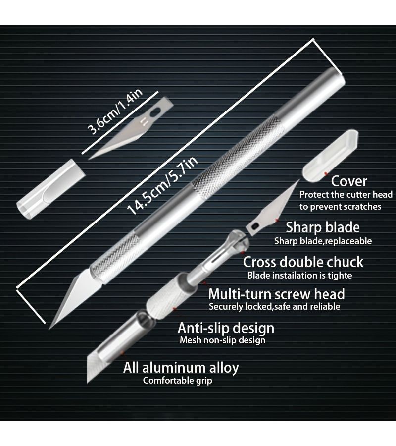 102 Pieces Craft Carving Knife Set With 100 Blades And 2 Handles For Art DIY Modeling And Precision Trimming - Image 2
