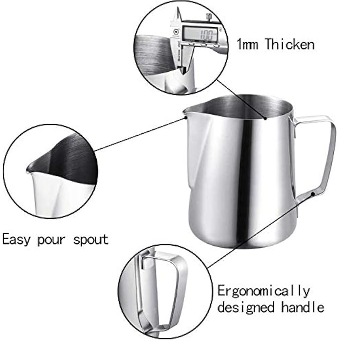 Unity Milk Frothing Pitcher Stainless Steel Latte Art Creamer Cup Silver For Espresso MachinesMirror Finished 12 Oz 350 Ml - Image 5