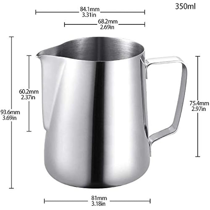 Unity Milk Frothing Pitcher Stainless Steel Latte Art Creamer Cup Silver For Espresso MachinesMirror Finished 12 Oz 350 Ml - Image 3