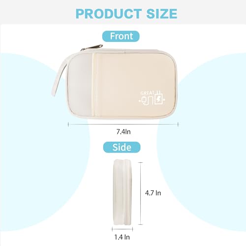 Lcsmaokin Electronics Travel Organizer,Portable Waterproof Electronic Travel Storage Bag for Small Charging Cord Storage,Charger,Small Electronics,SD Card,with 5 Cable Ties,for Travel,Business-Beige - Image 3