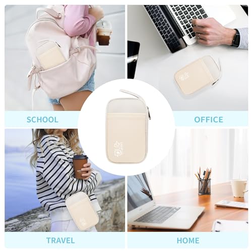 Lcsmaokin Electronics Travel Organizer,Portable Waterproof Electronic Travel Storage Bag for Small Charging Cord Storage,Charger,Small Electronics,SD Card,with 5 Cable Ties,for Travel,Business-Beige - Image 5